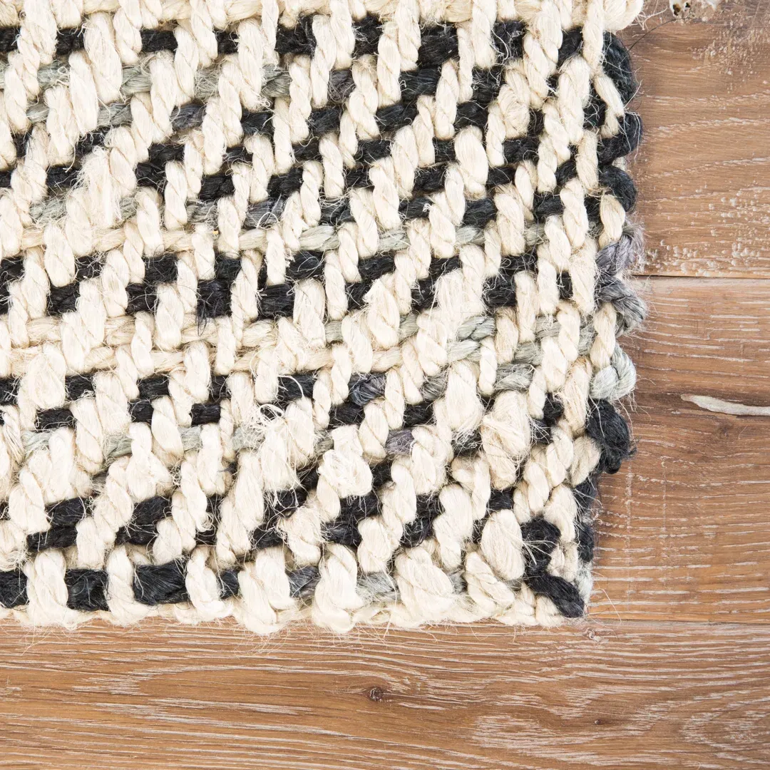 Handmade Jute White/Black Area Rug large image 