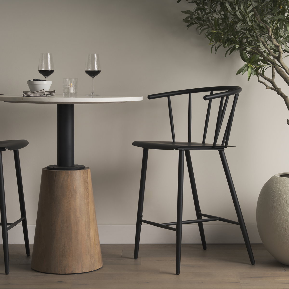 Colin Backless 38.2in Seat Counter Stool | Black Metal, Counter & Bar Stool by Mercana, 21.1" length x 22.6" width x 38.19" height View 3
