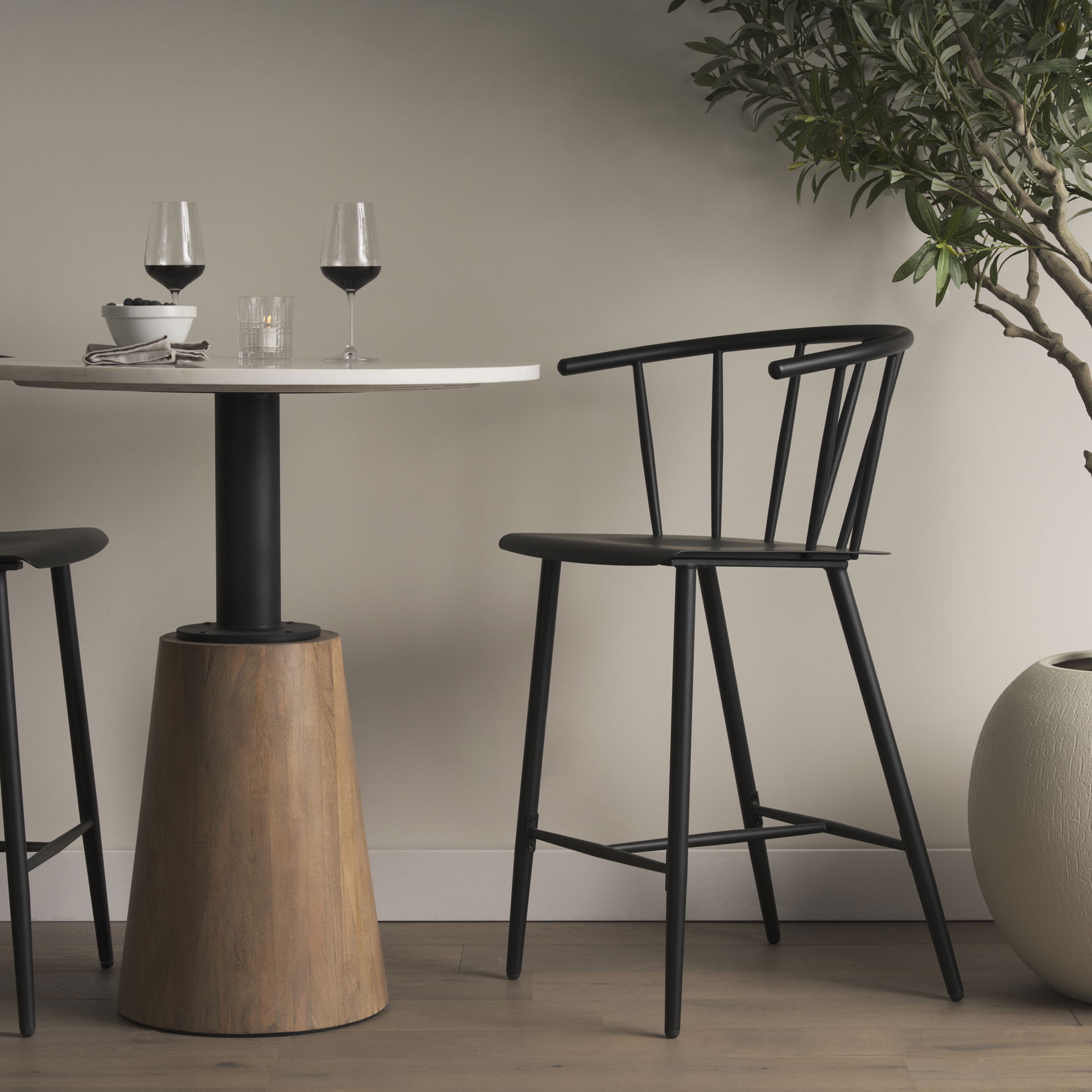 Colin Black Metal Counter Stool, Counter & Bar Stool by Mercana, 21.1" length x 22.6" width x 38.19" height View 3