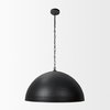 Karina 36' Round Matte Black Hammered Metal Dome Pendant Light, by Mercana, 36" length x 36" width x 21" height thumbnail 3