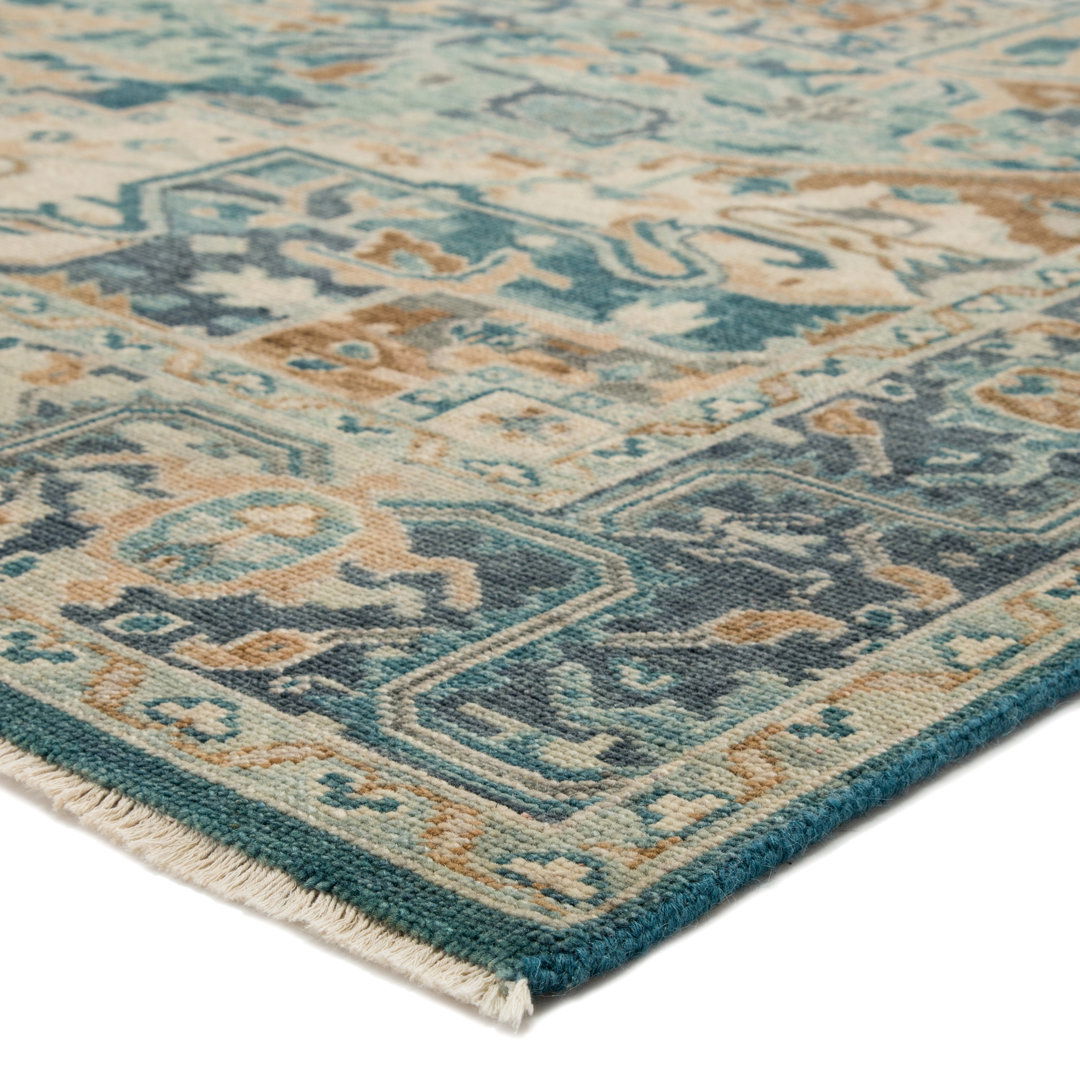 Jaipur Living Elyas Hand-Knotted Medallion Blue/ Ivory Area Rug (10'X14') large image 