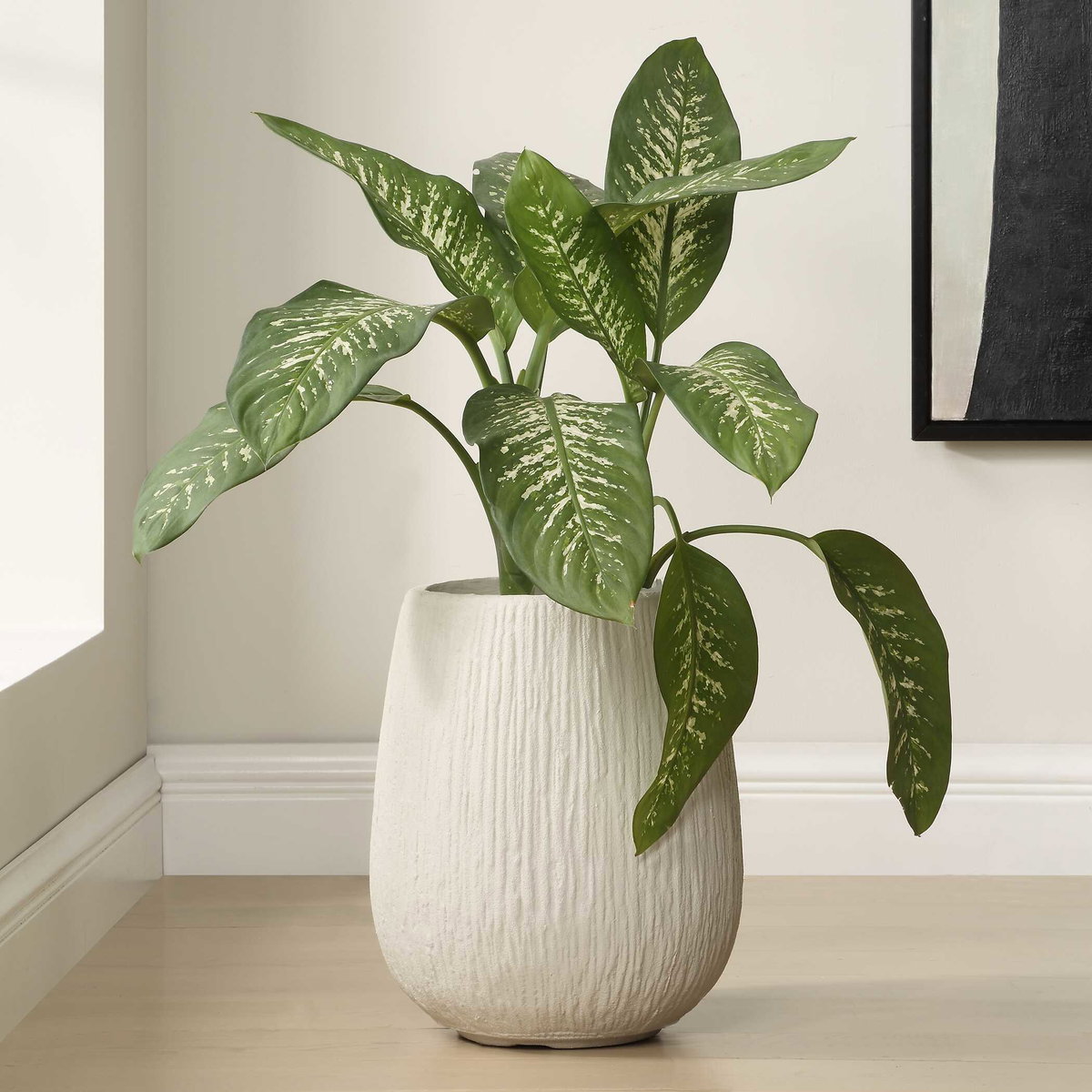 Rustic Ridge Off-White Outdoor Planter, by Uttermost, 13.5" width x 16.37" height x 13.5" depth View 5
