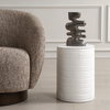 Borderline White Drum Table, Side & End Table by Uttermost, 13" width x 18" height x 13" depth thumbnail 2