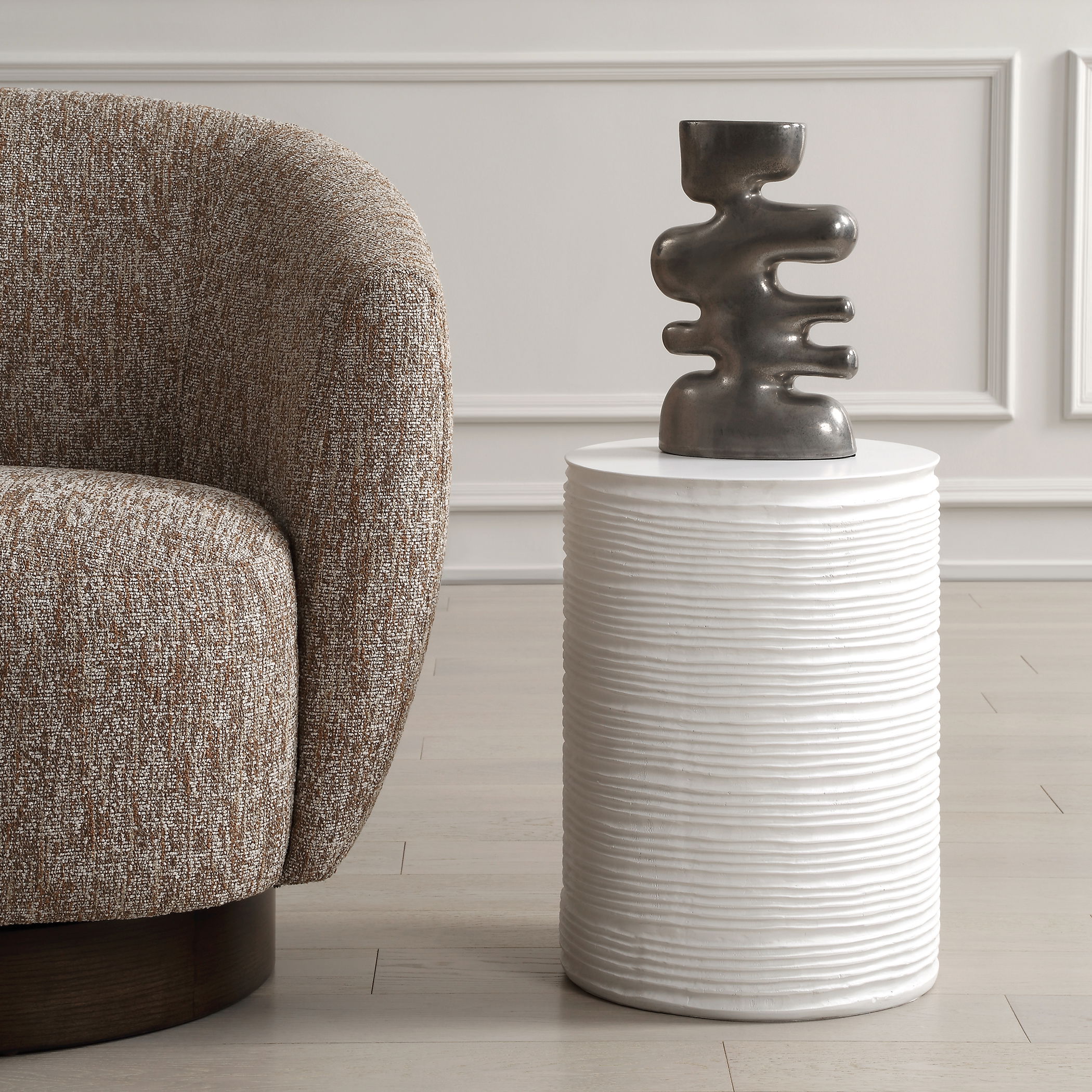 Borderline White Drum Table large image 