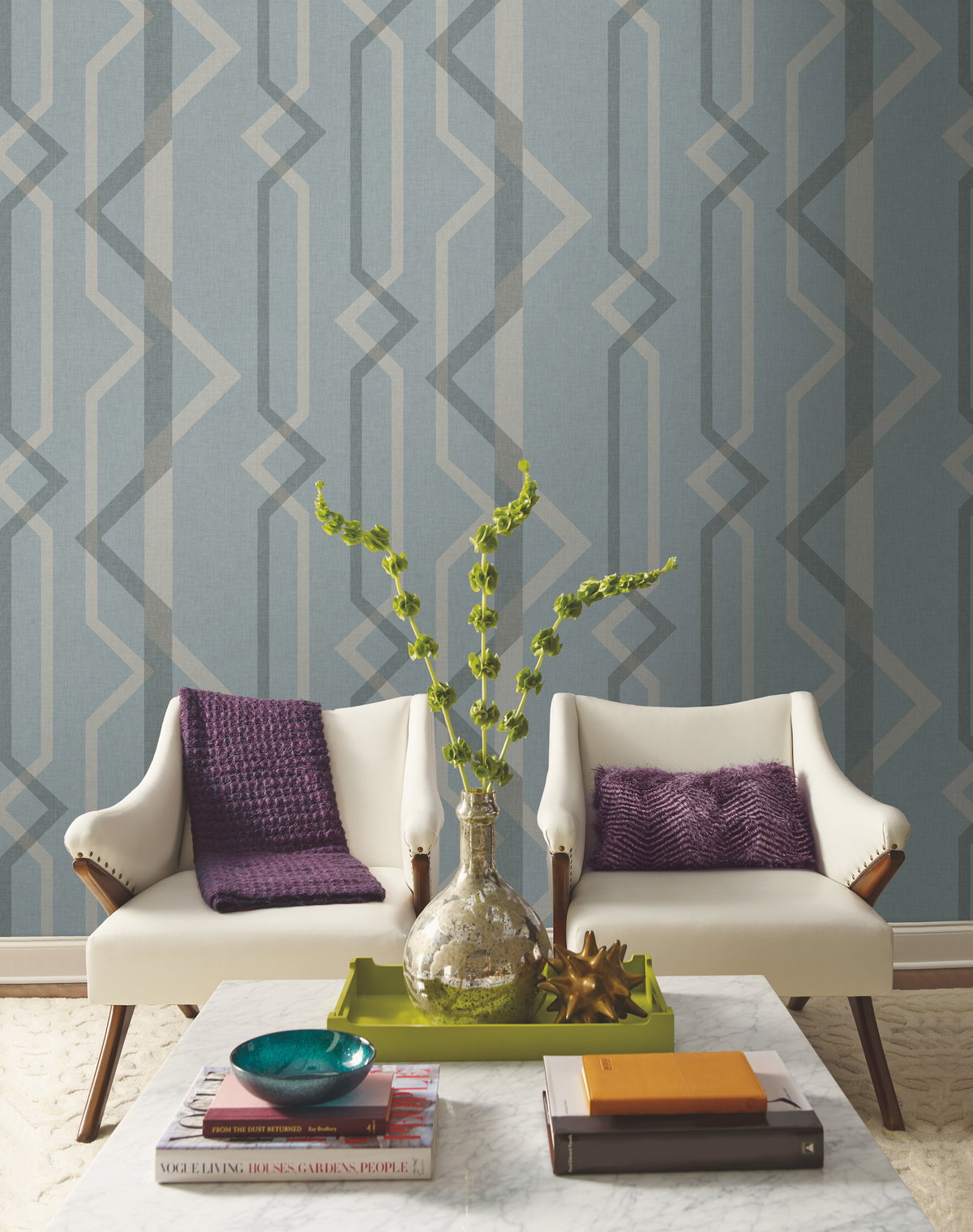 Shape Shifter Blue Wallpaper, by York Wall, 27' length x 2'3" width x 0.02" depth View 3