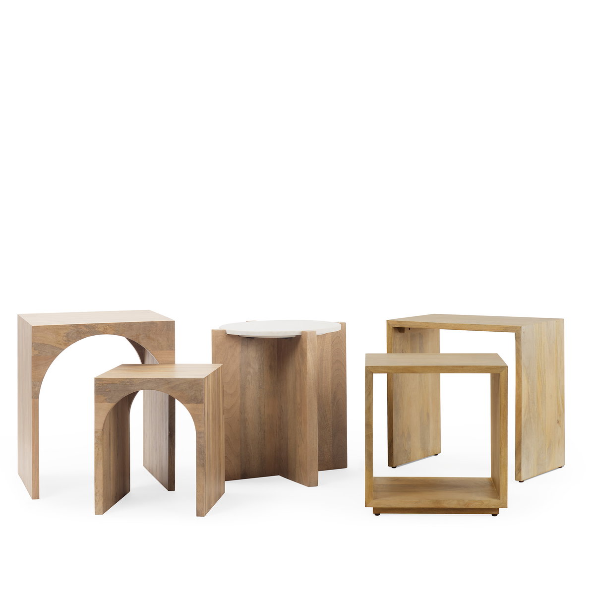 Alanna 22.0L x 15.0W x 22.0H Set of 2 Brown Wood Nesting Accent Tables, Side & End Table by Mercana, 22" length x 15" width x 22.25" height View 4