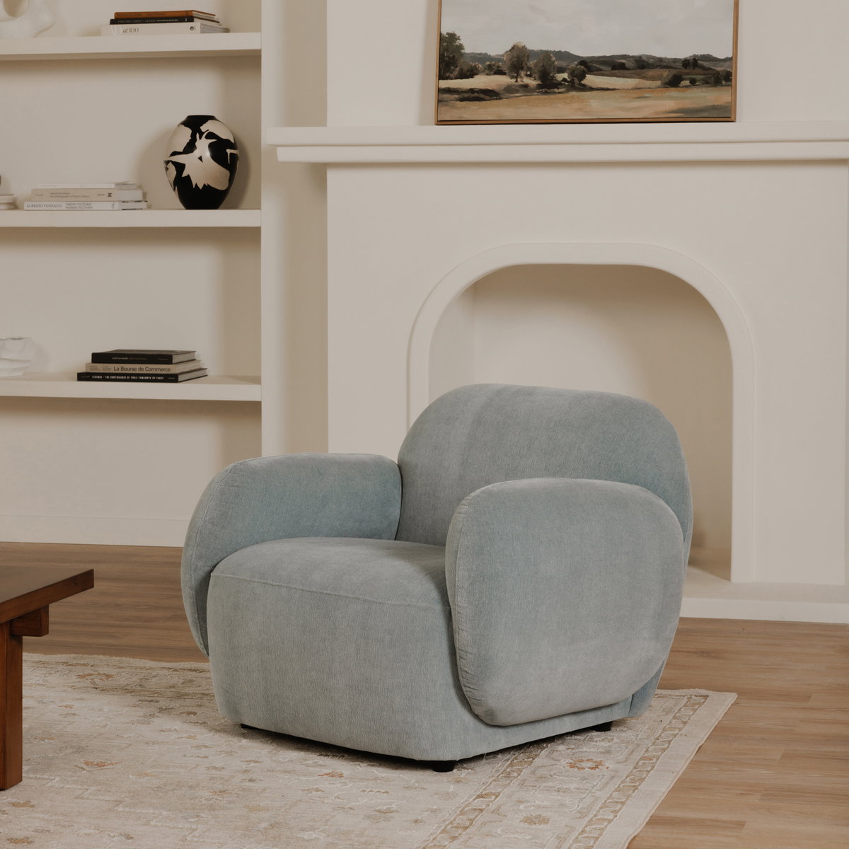 Hazel Lounge Chair Light Blue, Accent Chair by Moe's Home, 39.5" width x 28.75" height x 33.75" depth View 8