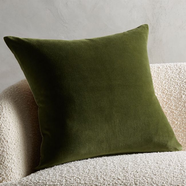 Online Designer Bedroom 23" Leisure Olive Green Pillow with Feather-Down Insert