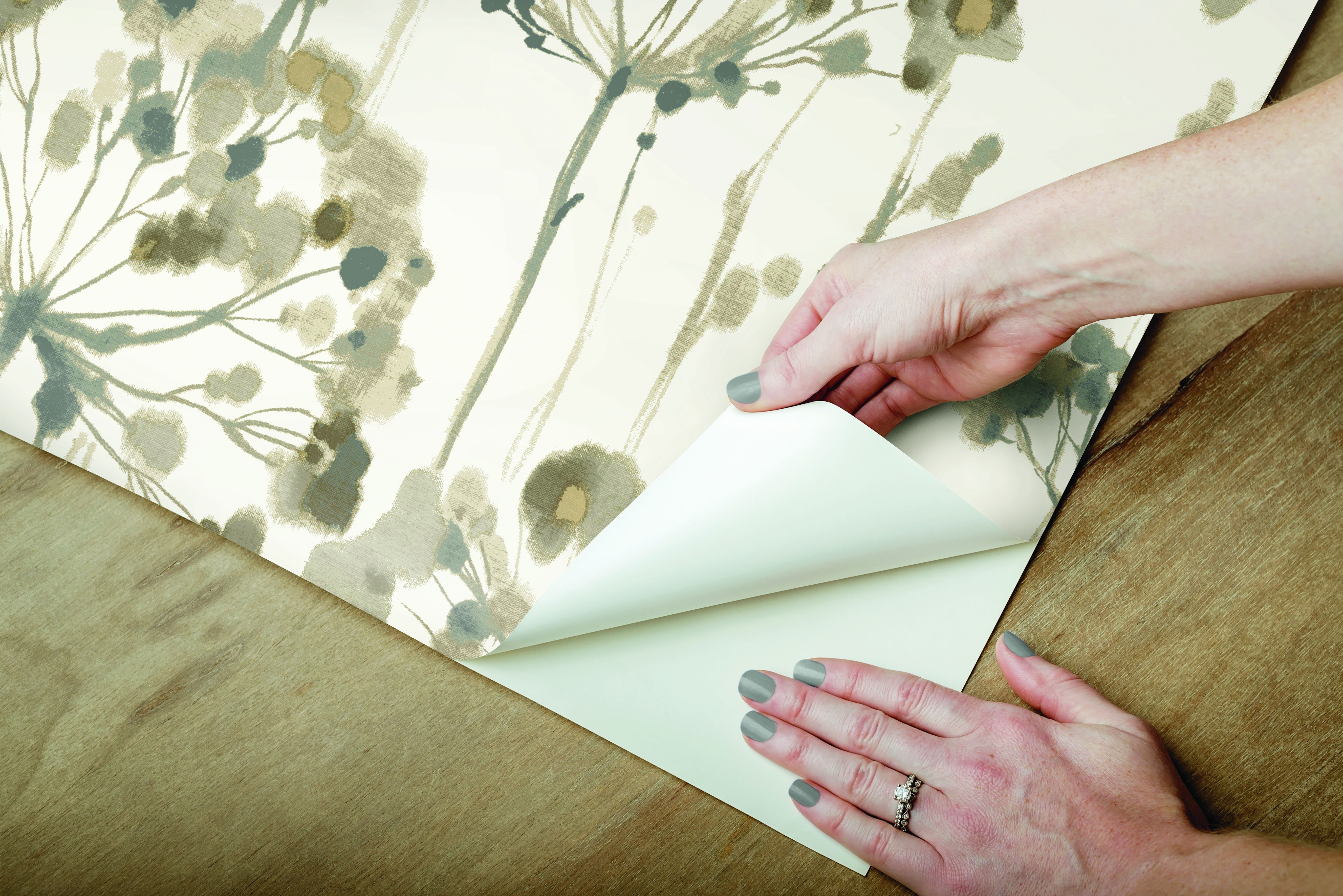 Flourish Neutral Peel & Stick Wallpaper large image 