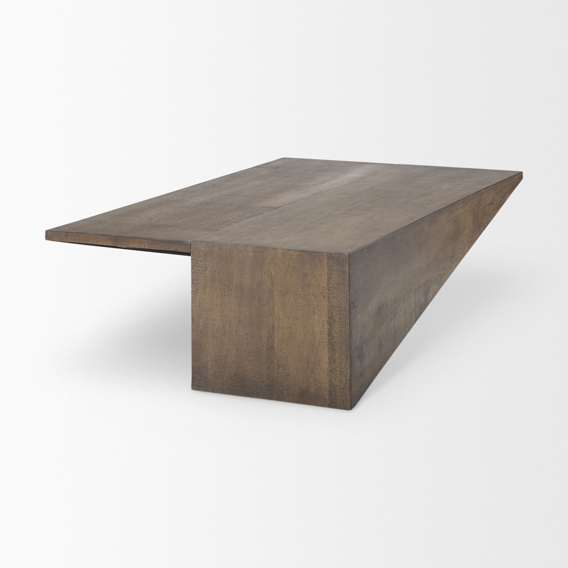 West 55L x 32W x 14H Medium Brown Wooden Angled Coffee Table, by Mercana, 55" length x 32" width x 14" height View 6