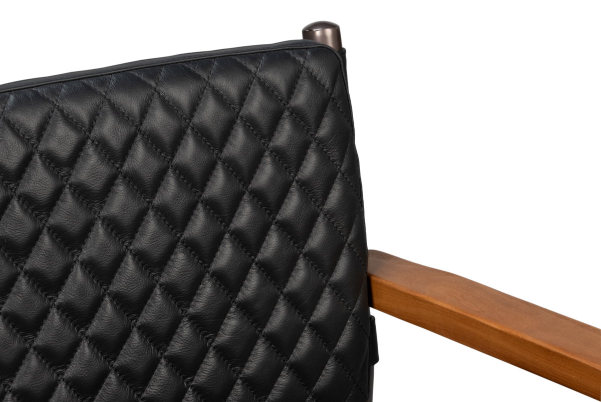The Harley Chair  Onyx Black Leather, by Sarreid, 1'11" length x 1'11" width x 2'9" height View 3