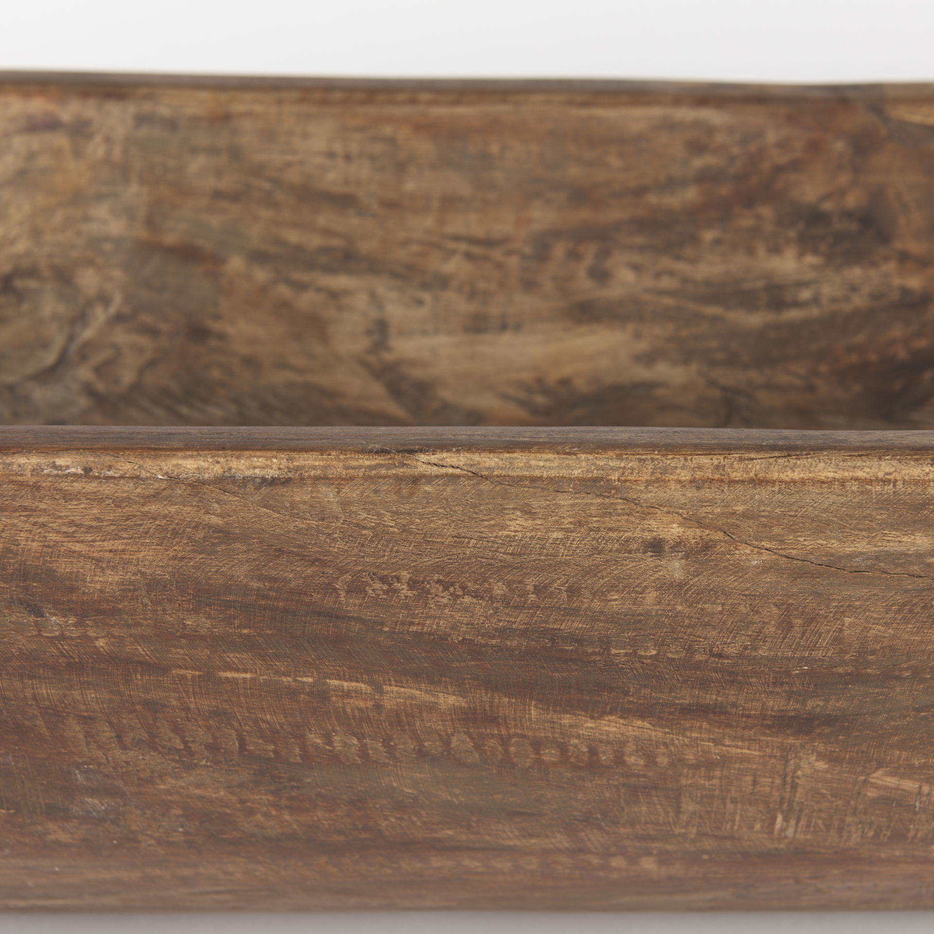 Athena Extra Large Oblong Medium Brown Reclaimed Wood Bowl, Decorative Bowl by Mercana, 26" length x 10" width x 7" height View 7