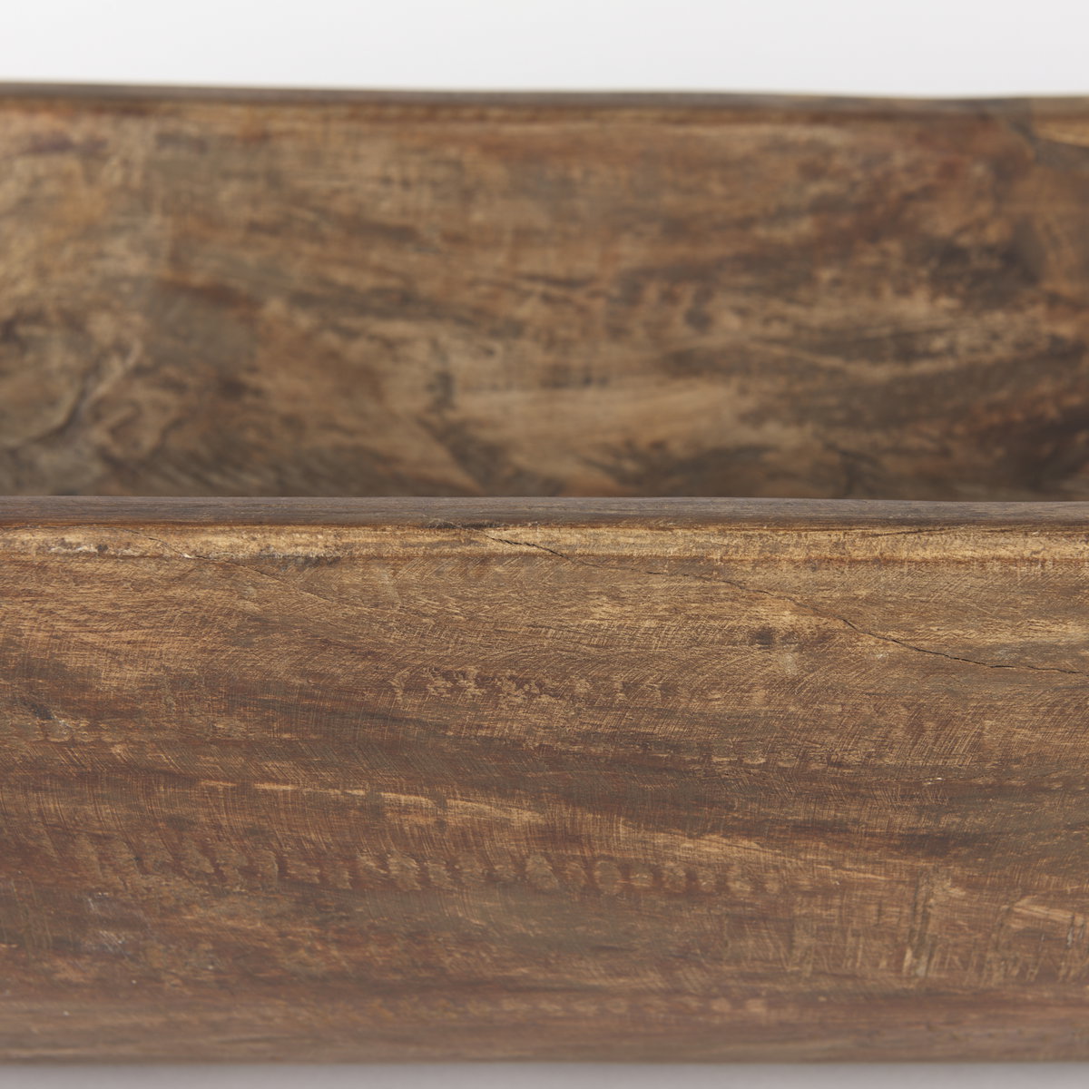 Athena Extra Large Oblong Medium Brown Reclaimed Wood Bowl, Decorative Bowl by Mercana, 26" length x 10" width x 7" height View 7