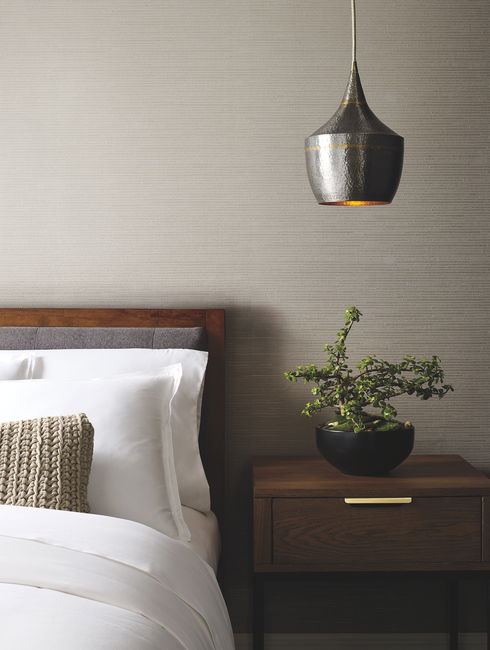 Ribbon Bamboo Silver Metallic Wallpaper