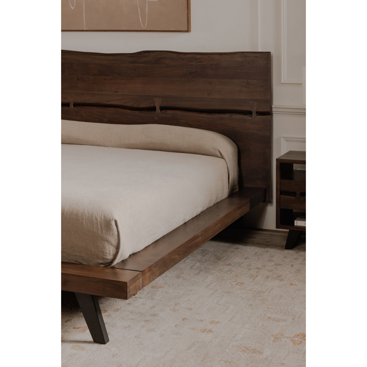 Madagascar King Platform Bed Dark Brown, by Moe's Home, 91.5" width x 48" height x 89" depth View 9