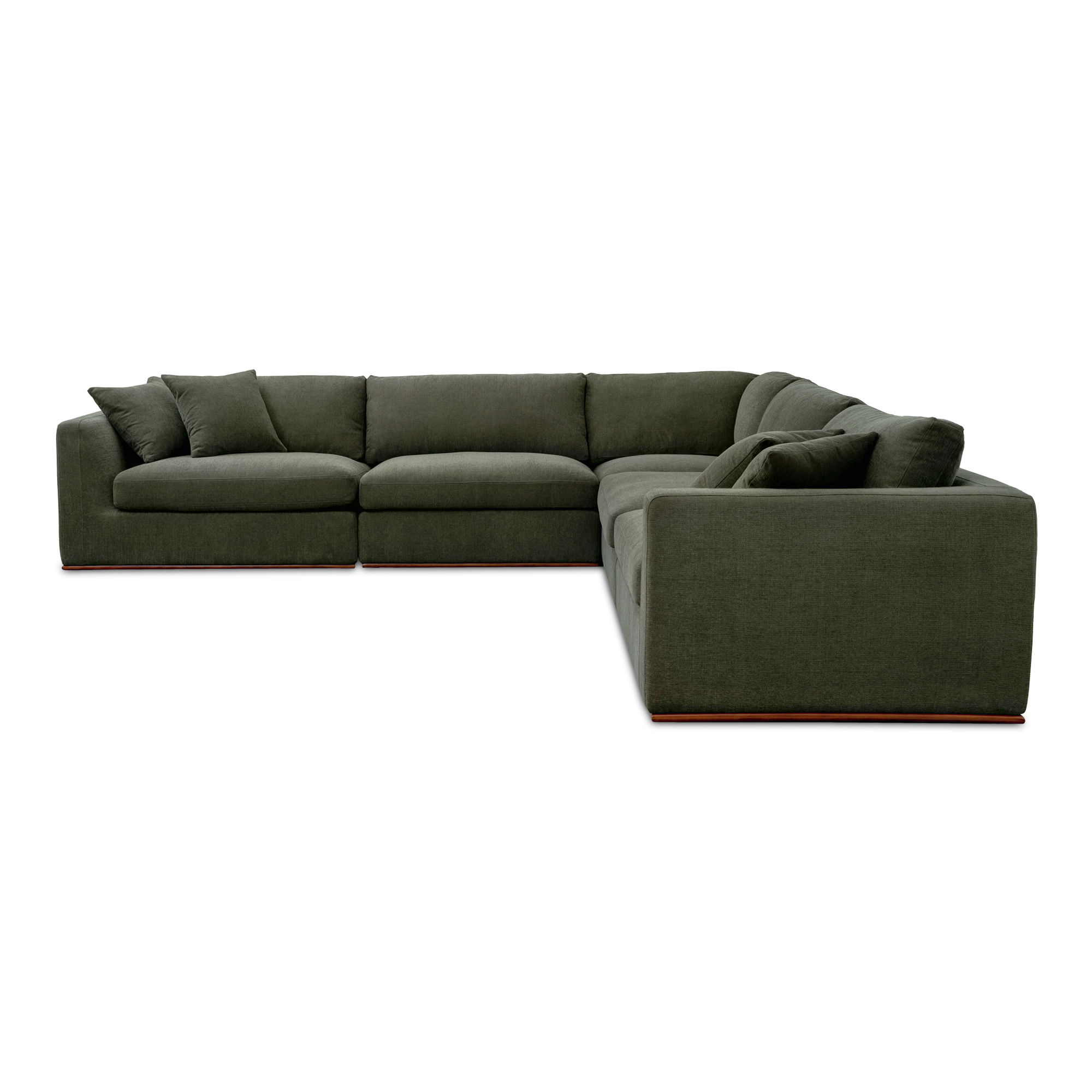 Rue Classic L Modular Sectional Dark Green, Sectional Sofa by Moe's Home, 136.2" width x 23.6" height x 136.2" depth View 3