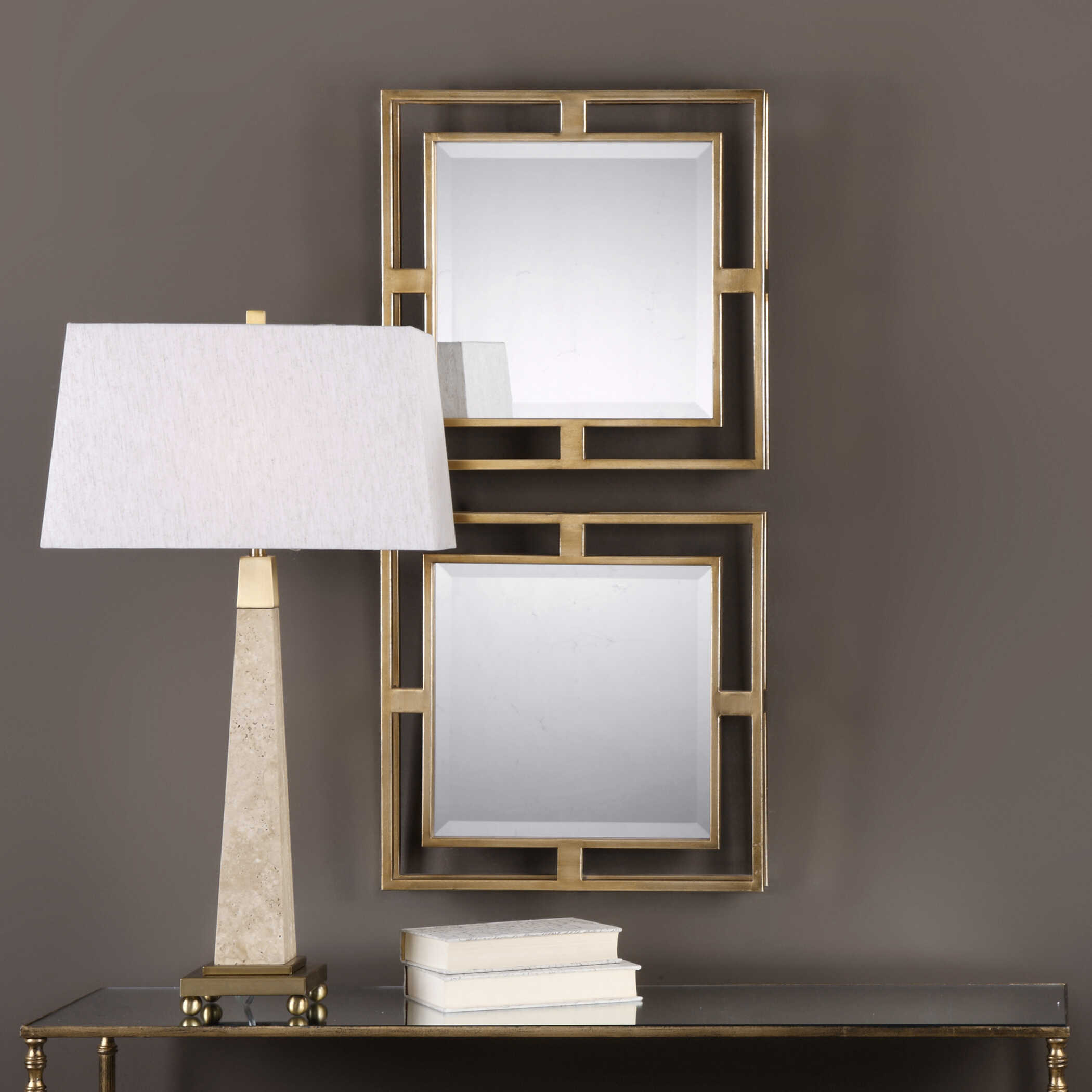 Allick Gold Square Mirrors Set/2, by Uttermost, 18" width x 18" height x 2.5" depth View 2