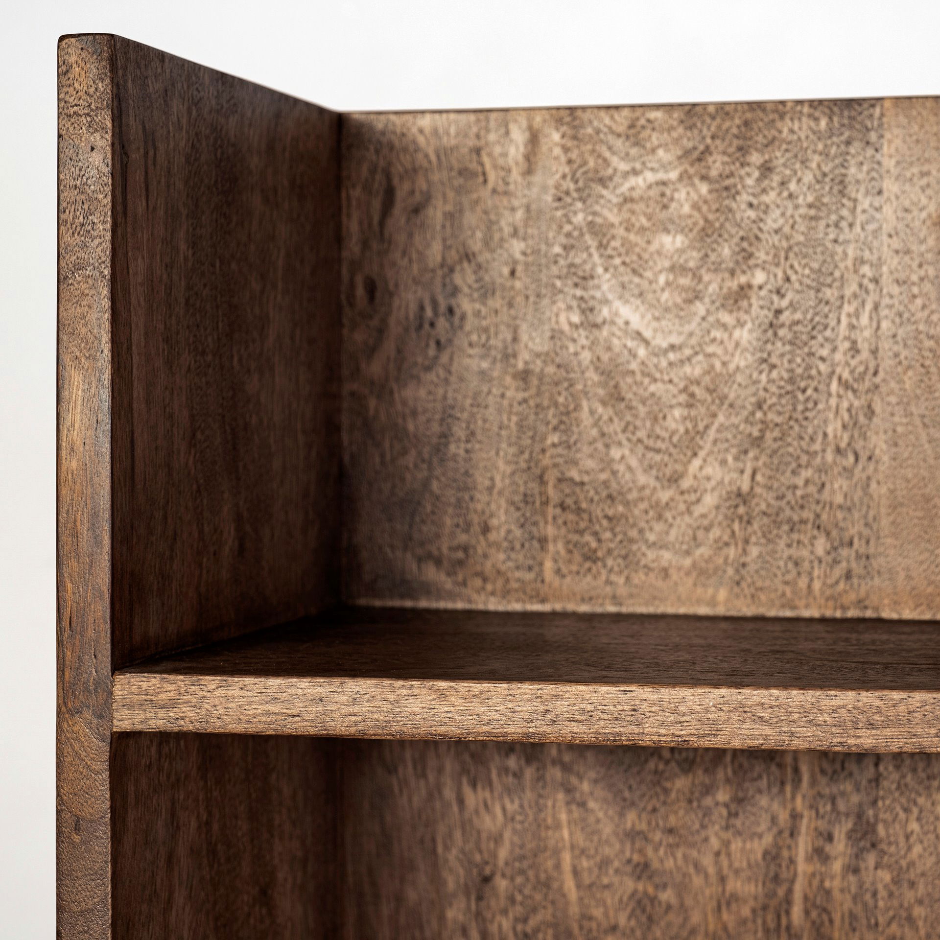 Glenn V 56L x 17W Dark Brown Wood with Cream Fabric Seat, 3 Drawers Hall Tree, Entry & Hallway by Mercana, 55.5" length x 16.5" width x 70" height View 9