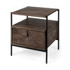 Glenn I 20L x 21W x 24H Dark Brown Wood with Black Iron Frame Square End/Side Table thumbnail 0