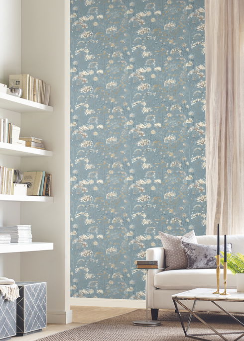 Botanical Fantasy Blue Wallpaper