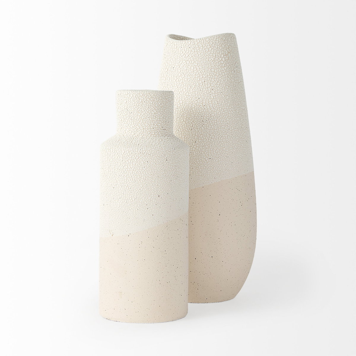 Salar  Cream Conical Crackled Ceramic Vase, by Mercana, 5.91" length x 5.91" width x 13.98" height View 3