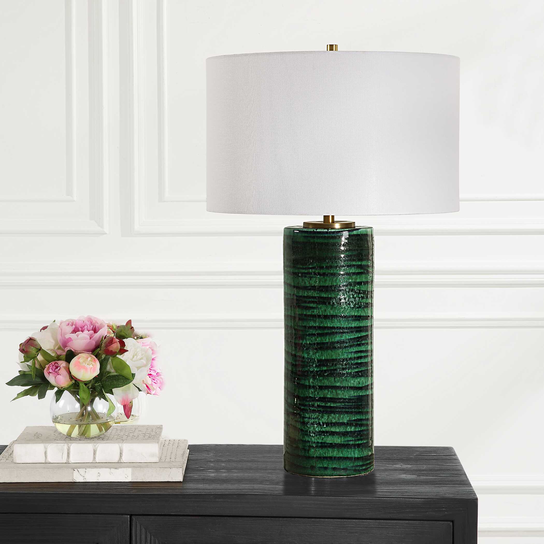 Galeno Emerald Green Table Lamp, by Uttermost, 17" width x 27.75" height x 17" depth View 4
