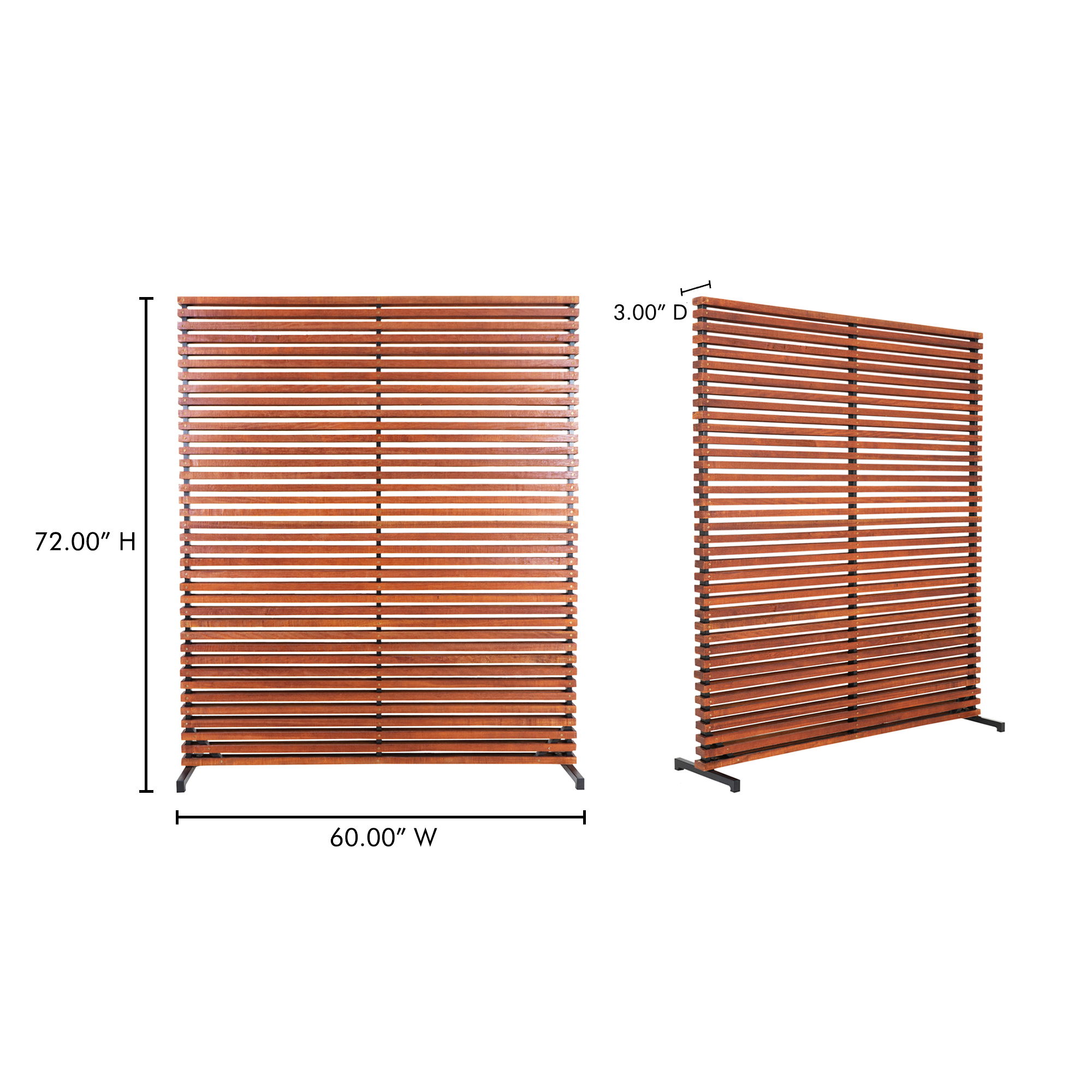 Dallin Screen Brown, Room Divider by Moe's Home, 60" width x 72" height x 3" depth View 6