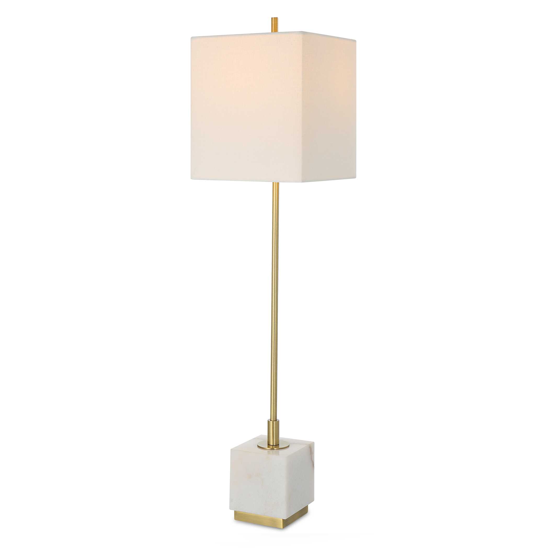 Escort Brass Buffet Lamp, by Uttermost, 9" width x 37" height x 9" depth View 1