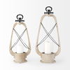 Zain I Small Brown Wooden Vintage Inspired Candle Holder Lantern, Lighting by Mercana, 10.04" length x 5.71" width x 21.26" height thumbnail 6