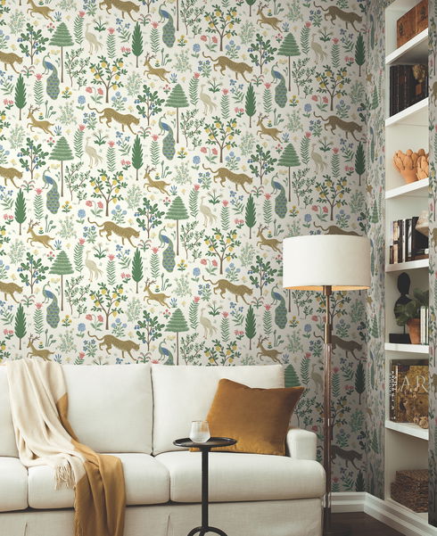 Menagerie White & Brown Wallpaper