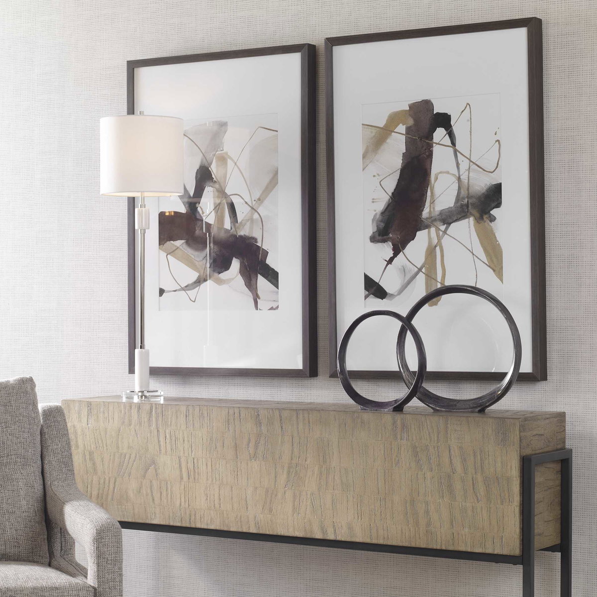 Burgundy Interjection Abstract Prints Set/2, Painting by Uttermost, 26.5" width x 39.5" height x 2.12" depth View 4