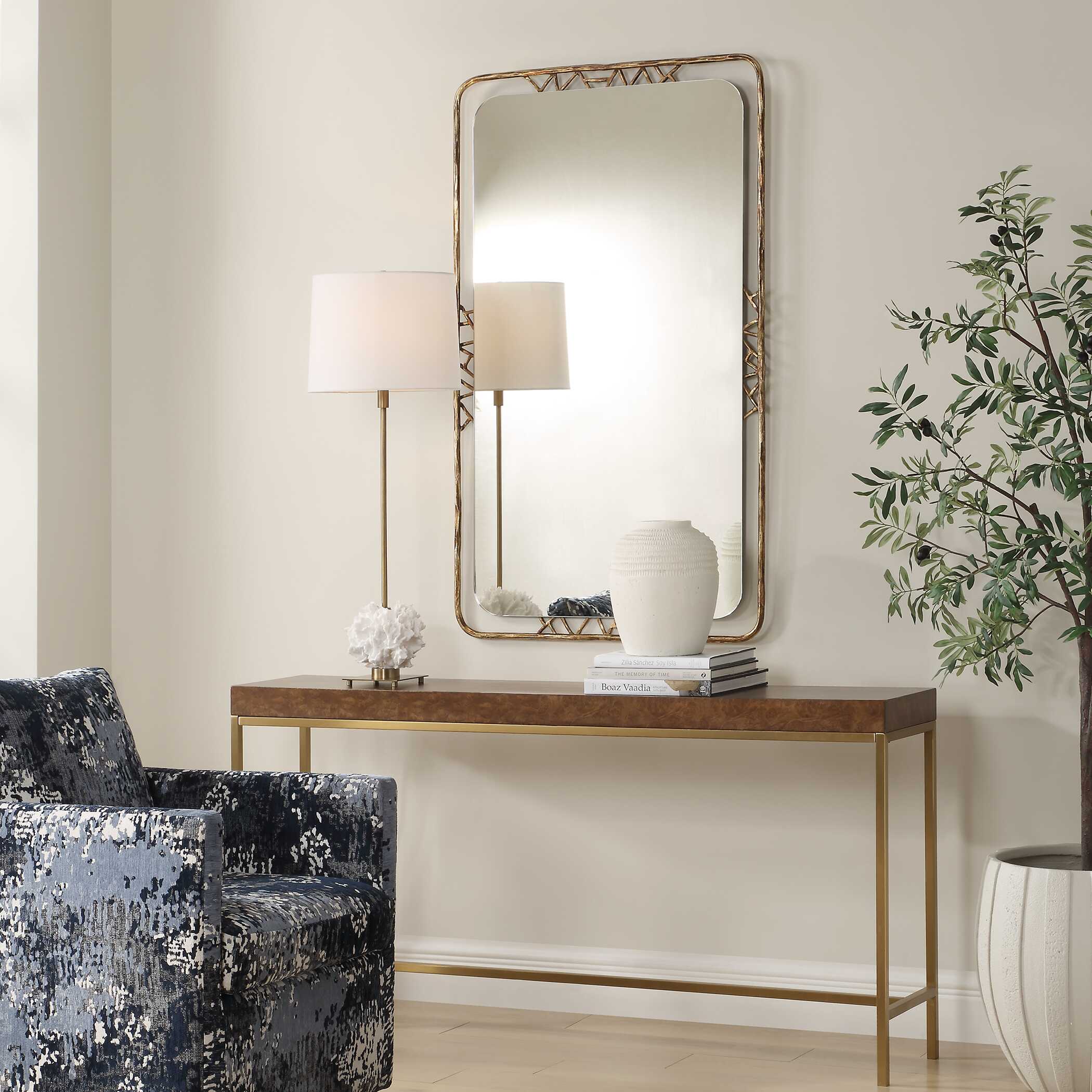 Tahoma Antiqued Gold Mirror, by Uttermost, 30" width x 50" height x 1.5" depth View 4