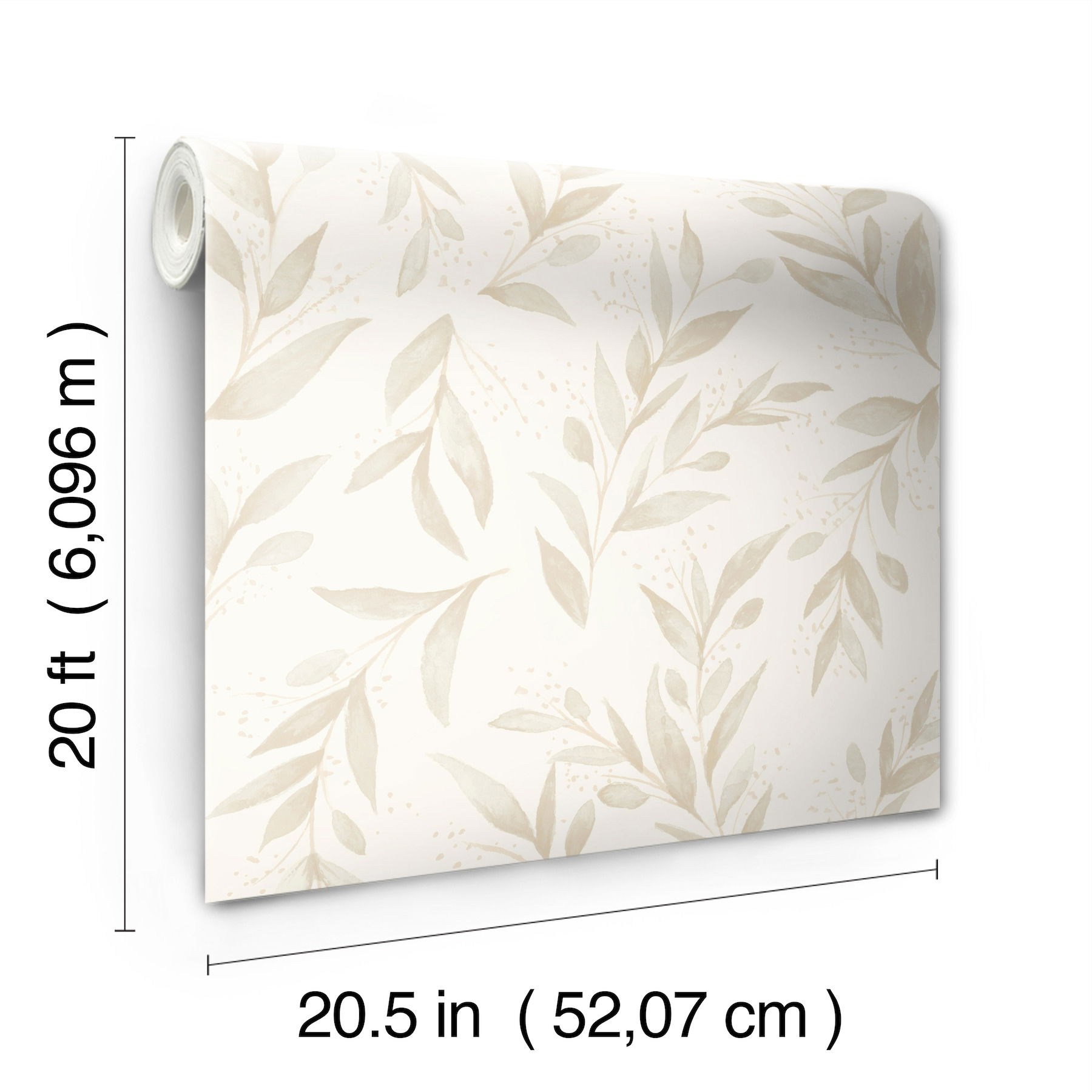 Magnolia Home Olive Branch Beige Peel & Stick Wallpaper large image 