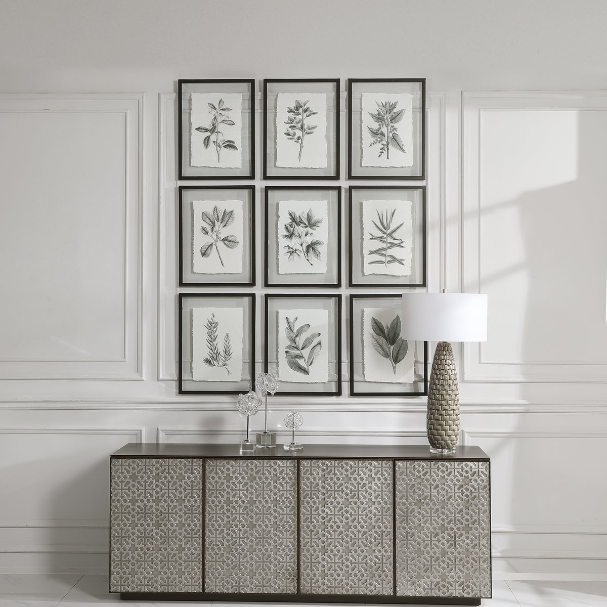 Farmhouse Florals Framed Prints Set/9, Painting by Uttermost, 17.5" width x 23" height x 0.75" depth View 2
