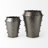 Elio 12.2H Large Gun Metal Gray Metal with Studs Vase, by Mercana, 9.84" length x 9.84" width x 12.2" height thumbnail 5