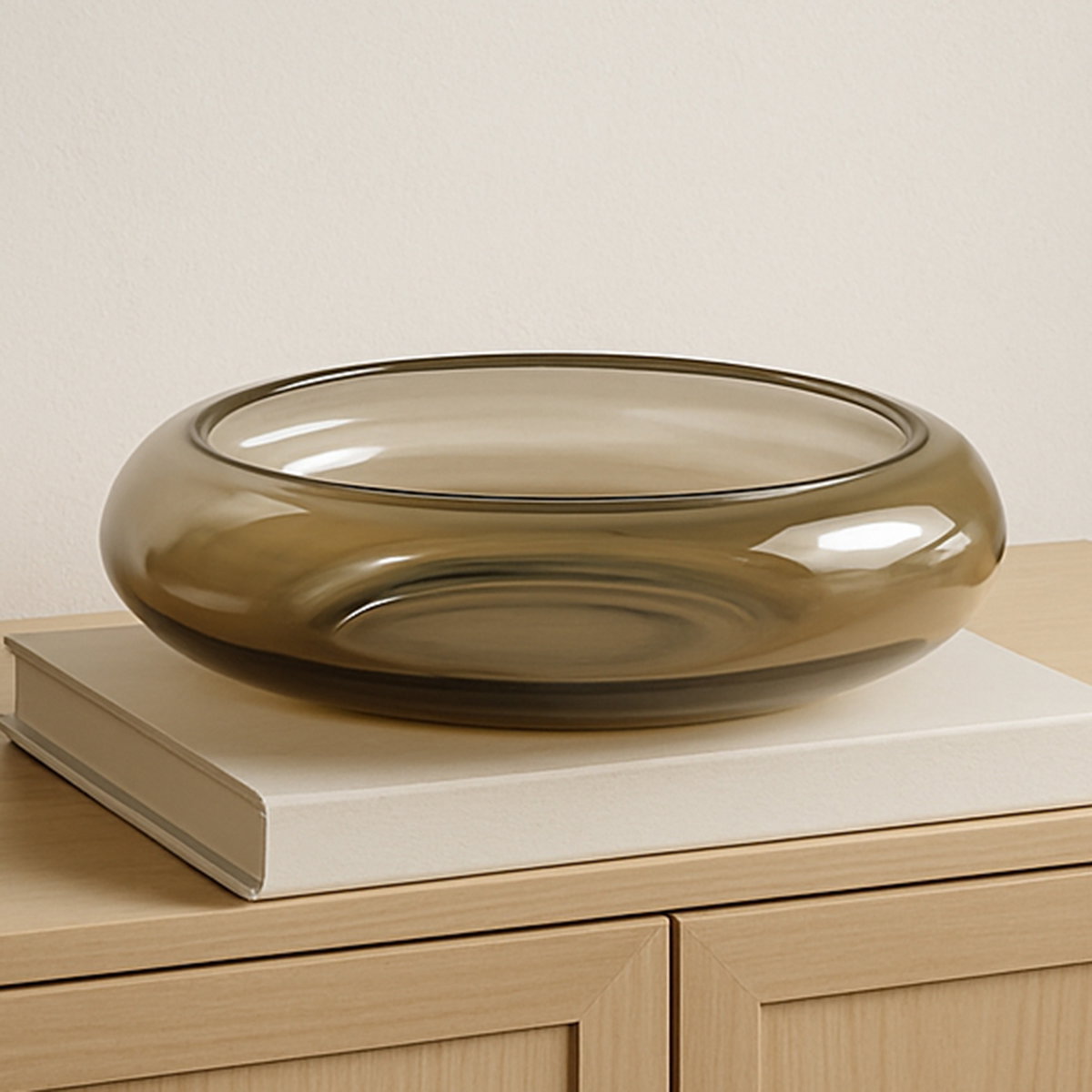 Polene Glass Bowl Small Smoky Brown, Decorative Bowl by Moe's Home, 8" width x 3.5" height x 8" depth View 5