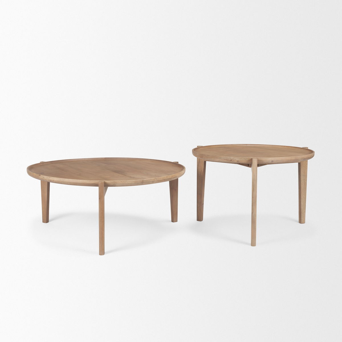 Cleaver (Set of 2) 40' & 31' Round Brown Solid Wood Nesting Coffee Tables, by Mercana, 39.5" length x 39.5" width x 16" height View 8