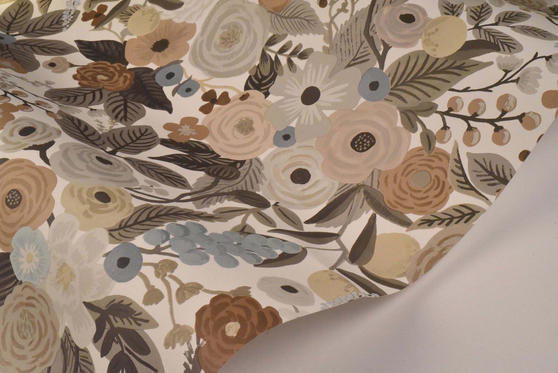 Garden Party Off White & Brown Peel & Stick Wallpaper large image 