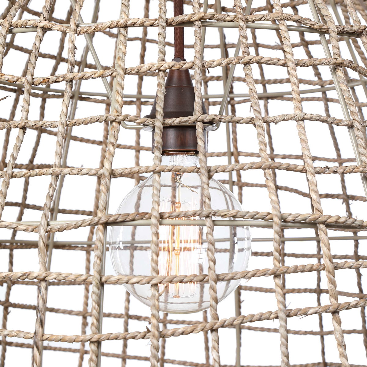 Cross Weave 1 Light Pendant, by Uttermost, 24" width x 29.5" height x 24" diameter x 24" depth View 4
