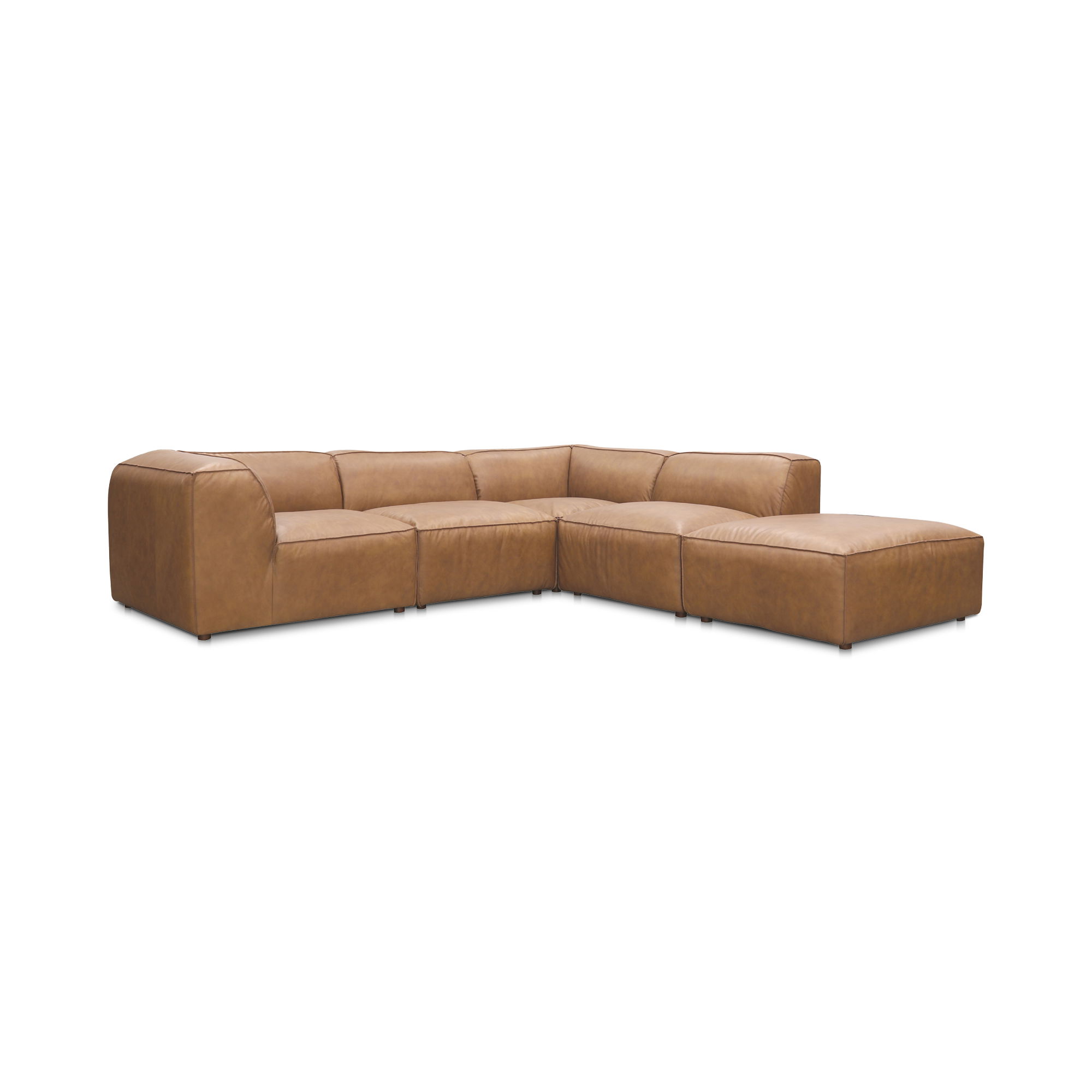Form Dream Modular Sectional Sonoran Tan Leather, Sectional Sofa by Moe's Home, 112" width x 26" height x 102.5" depth View 2