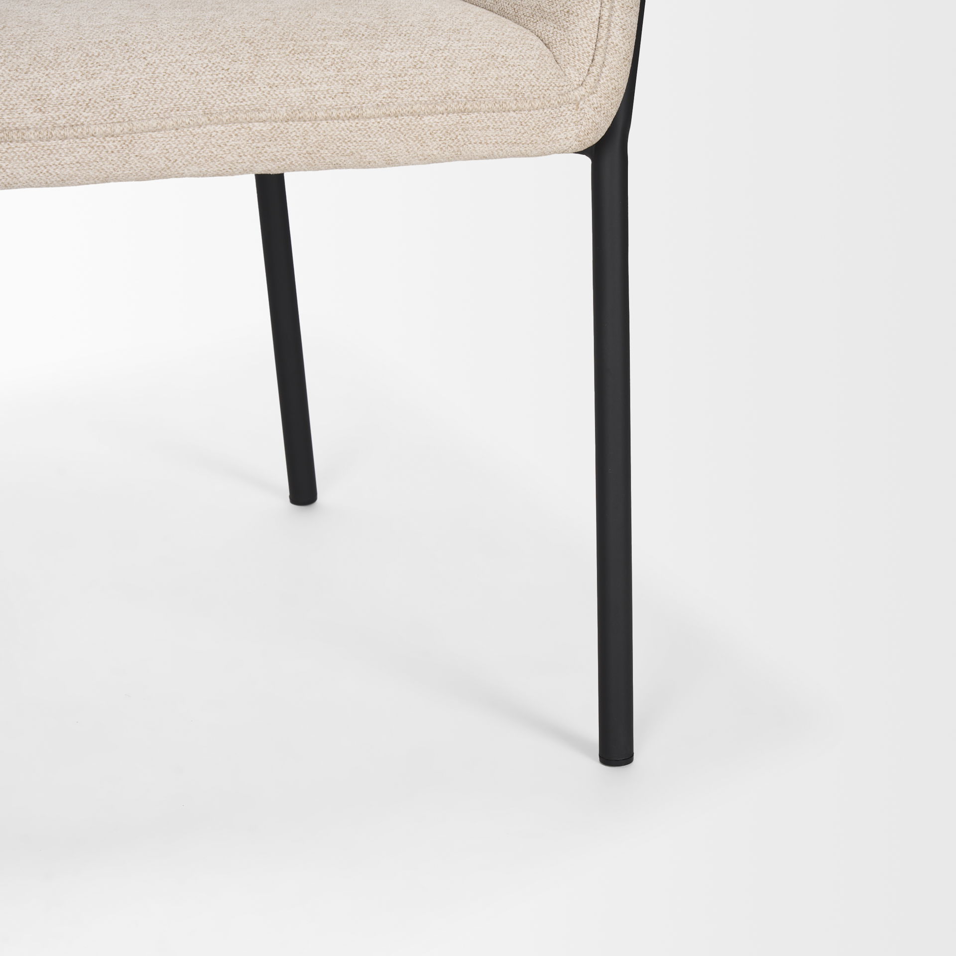 Brently Dining Chair with Oatmeal Fabric & Matte Black Metal Legs, by Mercana, 24.5" length x 29.5" width x 32.5" height View 12