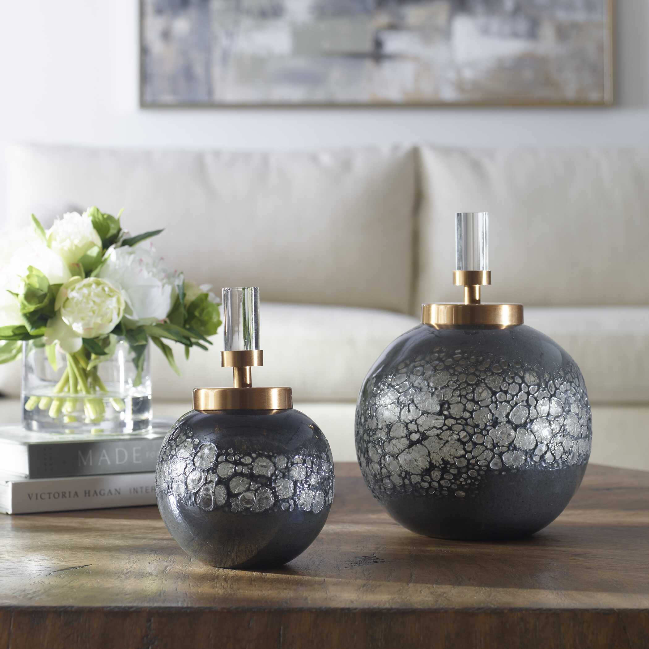 Cessair Art Glass Bottles Set/2 large image 
