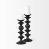Candelero I Small Black Metal Grooved Table Candle Holder, Candles & Candle Holder by Mercana, 5.51" length x 5.51" width x 13.19" height thumbnail 5
