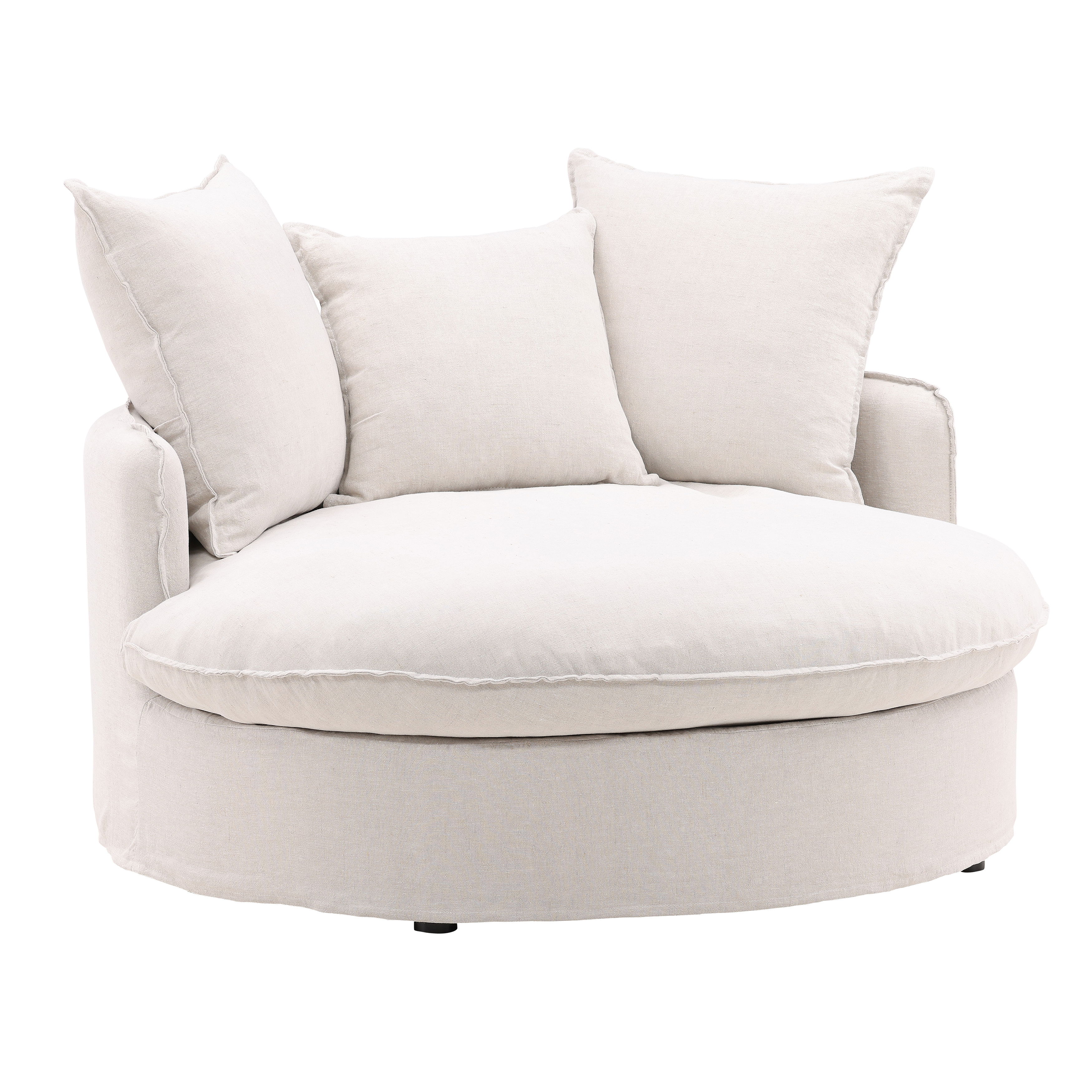 Norris Lounger Slipcover Natural, Sofas & Sectional by Dovetail, 53" width x 25" height x 54" depth