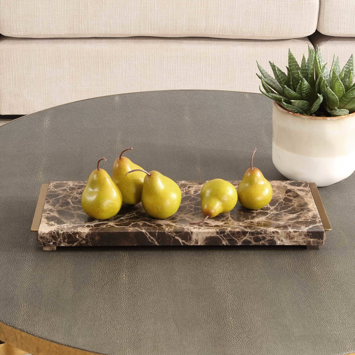 Marble Tray Crest, Decorative by Uttermost, 18.87" width x 1.37" height x 7" depth View 3