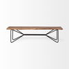Papillion III 66x18 Natural Solid Wood and Iron Dining Bench, Benche by Mercana, 66" length x 16" width x 17.75" height thumbnail 3