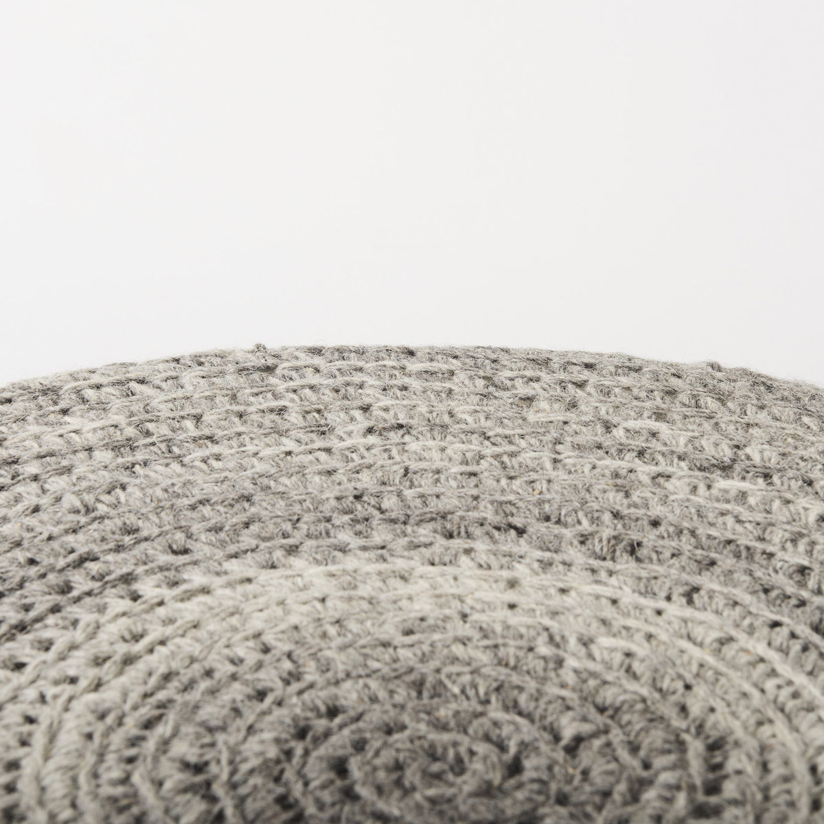 Bina  Dark Gray 4 Legged Wool Stool, Ottoman by Mercana, 30" length x 30" width x 15" height View 8