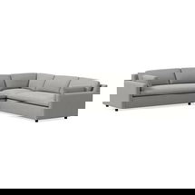 Online Designer Combined Living/Dining Marin 114" 3-Piece L-Shaped Sectional, Standard Depth, Distressed Velvet, Silver