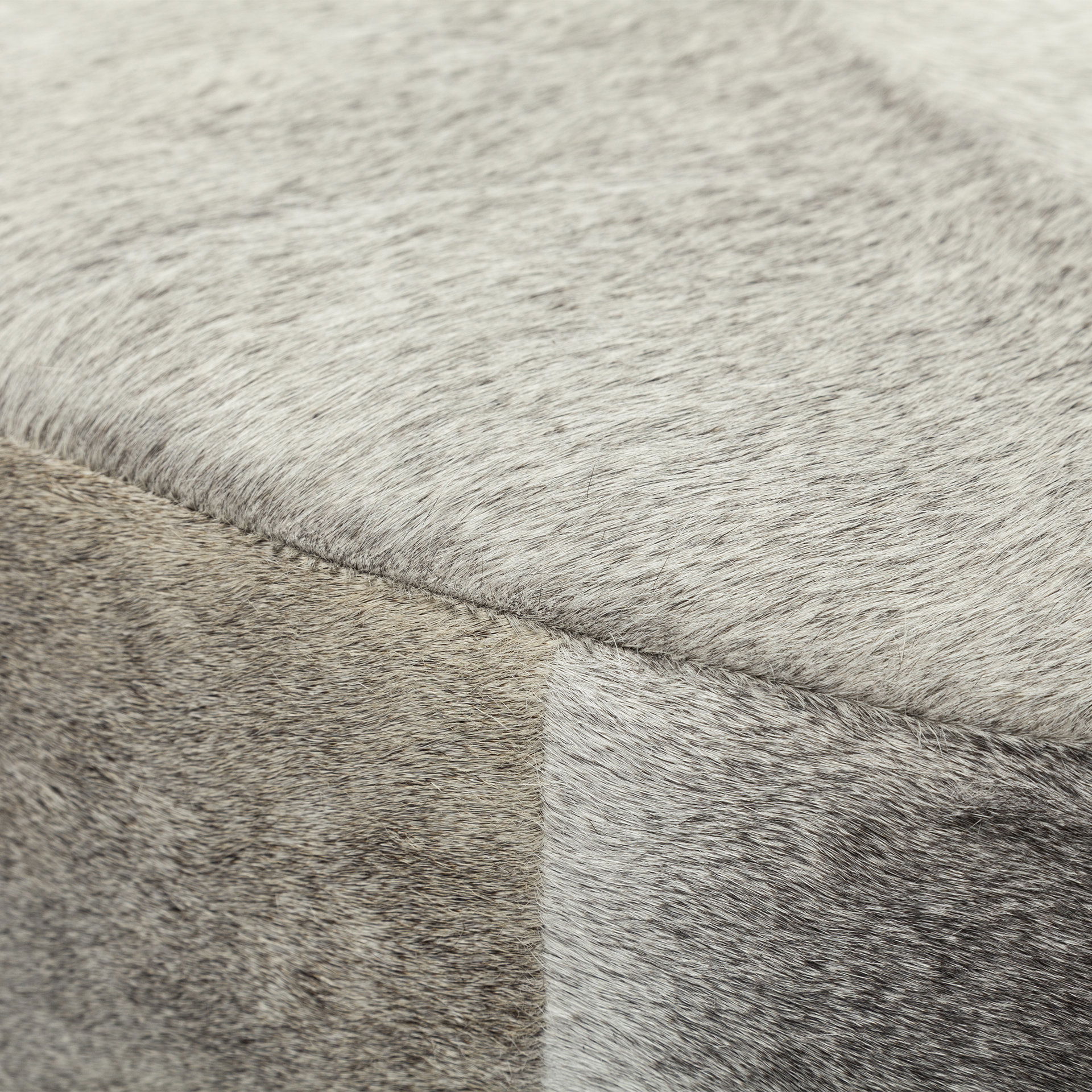 Zahavi 36' Gray Hair-On-hide with Metal Base Ottoman, by Mercana, 36" length x 36" width x 16" height View 8