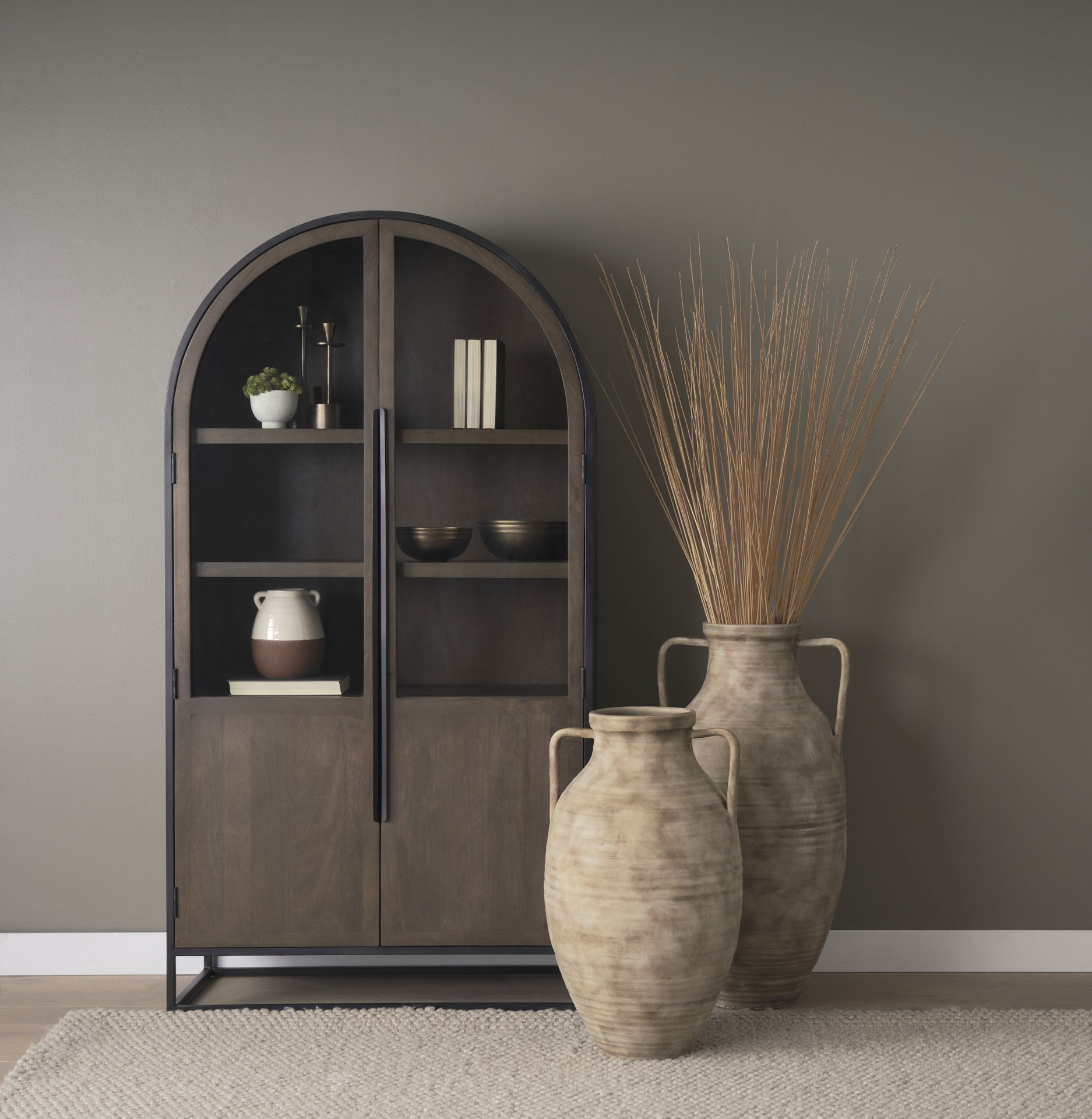Tulsi Small Matte Earth Brown Ceramic Floor Vase large image 